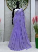 Georgette Lavender Party Wear Sequins Work Saree